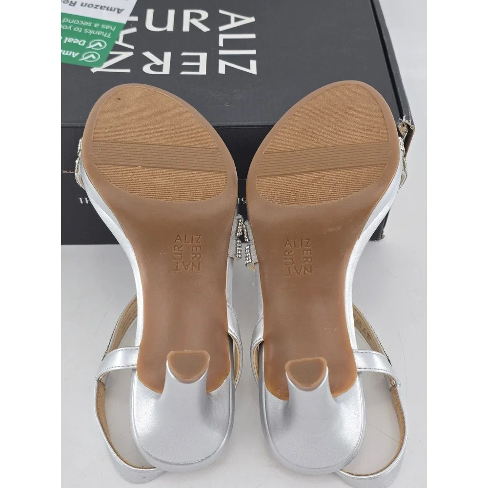 Naturalizer Silver Rhinestone Slingback Sandals